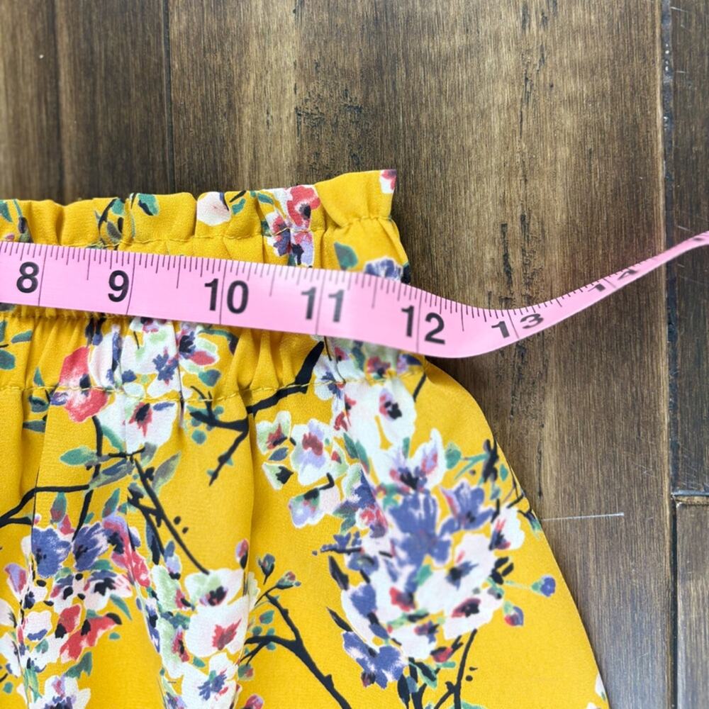 Blue Rain Yellow Bubble Mini Skirt size M, Elastic waist band, Y2K style Floral - Picture 8 of 11